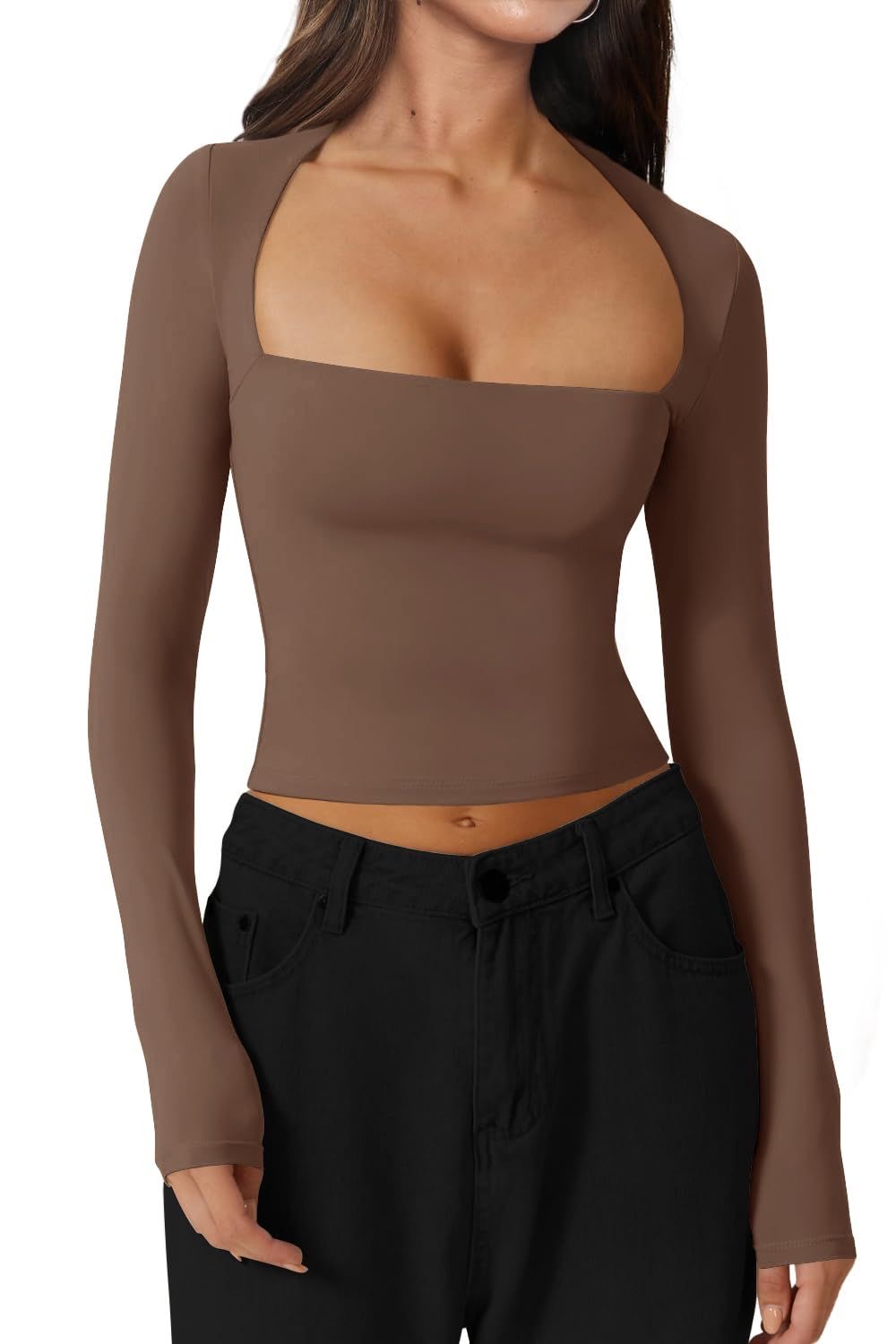 Long Sleeve Square Neck Top